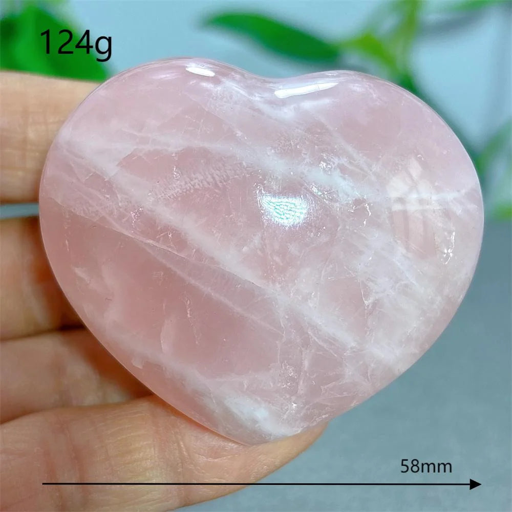 Rose Quartz Heart Crystal Natural Stone Quartz Stone Minerals Home Decoration Reiki Craft Gifts Energy Healing Luck Love