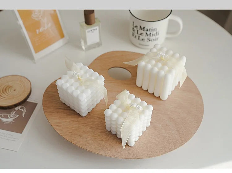3D Bubble Cube Scented Candle Home Decoration Handmade Candles Wedding Birthday Candles Room Decor Props for Photos  Ins Style