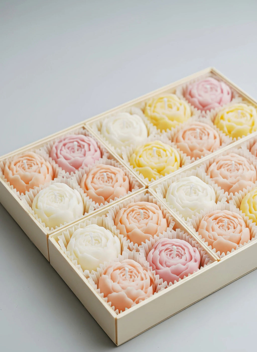 Rose Flower Shaped Soy Wax Candle Set of 4 Gift Box, Handmade Decorative Smokeless Candles for Home Decor,Birthday,Wedding Gifts