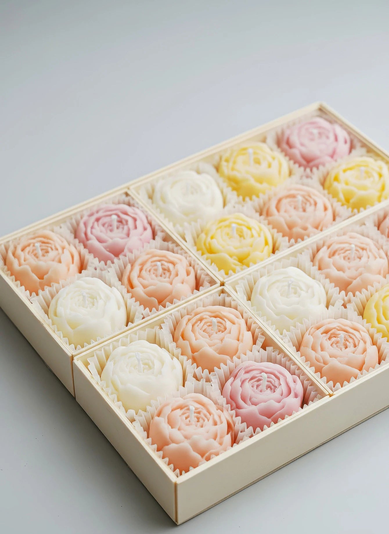 Rose Flower Shaped Soy Wax Candle Set of 4 Gift Box, Handmade Decorative Smokeless Candles for Home Decor,Birthday,Wedding Gifts