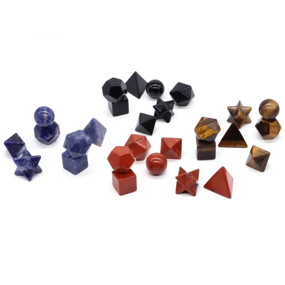 7Pcs/Set Platonic Crystal Solid Geometry Stone for Reiki Healing Chakra Gemstone Balancing Lucky Geometric Polyhedron Home Decor