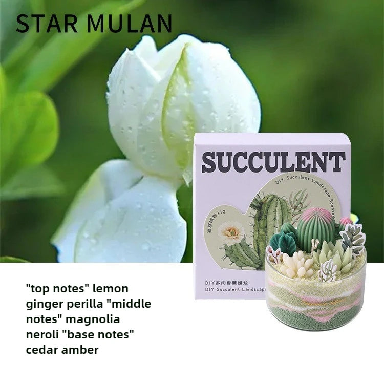 1PC DIY Scented Candles Succulent Fragrance Indoor Plants Cactus Sand Painting Handmade Wedding Souvenir Home Decoration