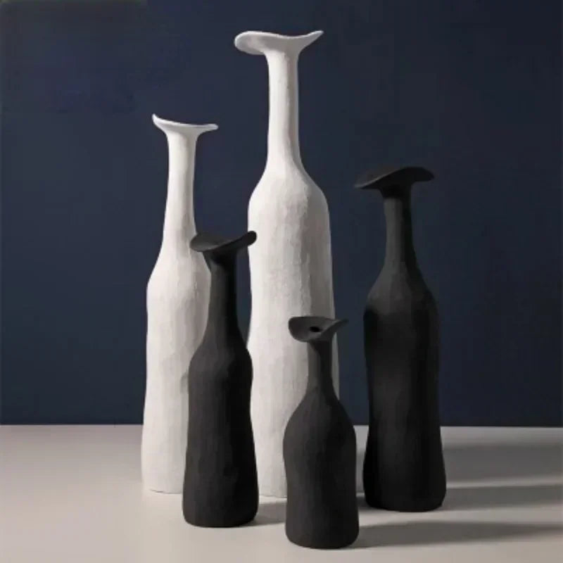 Nordic Handmade Ceramic Flower Vase Textural Design for Modern Luxury Home Decor Elegant Decoration for Living Room Office