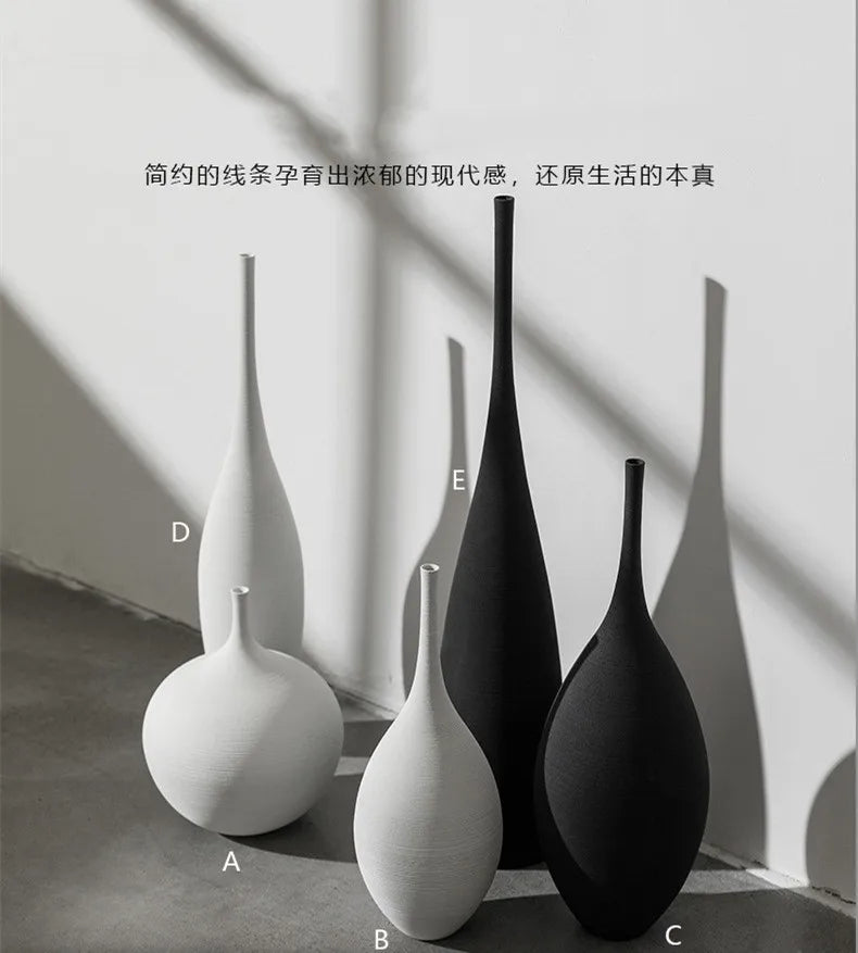 Handmade Ceramic Art Vase Pot Cabinet Table Decor Home Ornament Simple Modern Luxury Nordic Living Dining Bed Room Hall Black