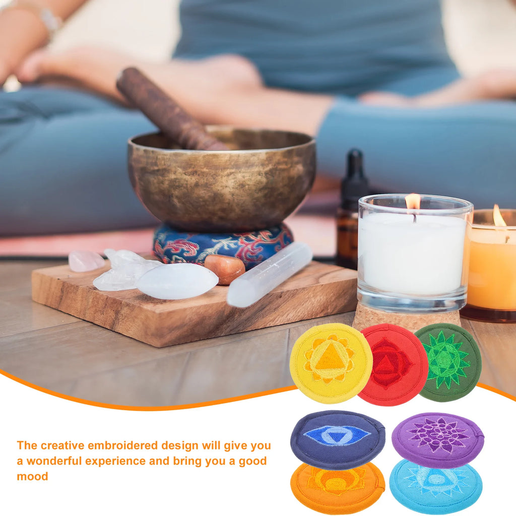 7pcs Embroidered Buddhist Sound Bowl Cushion Pad Tibetan Singing Bowl Holder Pad Singing Bowl Holder Cushion Buddhist Supply
