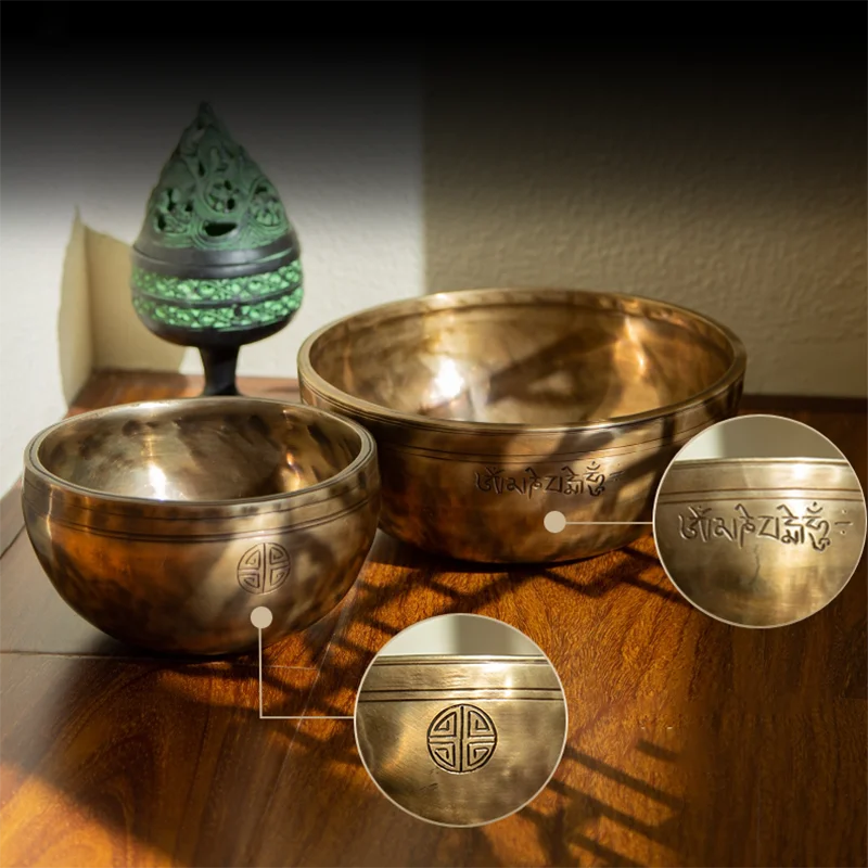 Thick Wall Full Moon Bowl Handmade Nepal Singing Bowl Yoga Meditation Professional Brass Tibetan Bowls Percussion Instruments