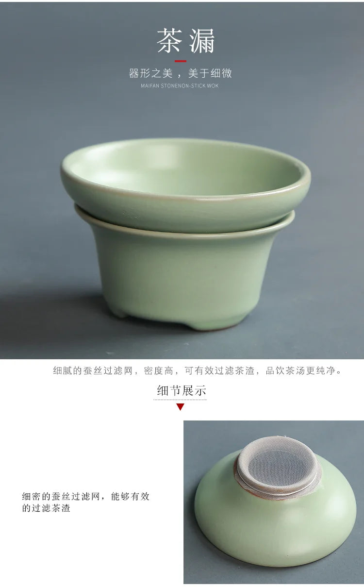Creative Business Gift Ceramic Tea Set Teaware Geyao Ru Kiln A Pot of Six Cups of Tea Cups with Hand Gift Box Japanese TeaSet