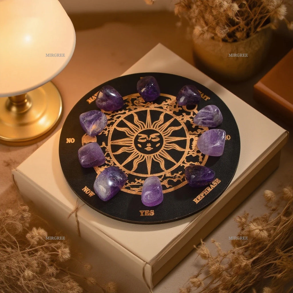 9/12pcs Amethyst and Crystal Pendulum Set with Divination Board - Perfect for Meditation and Divination