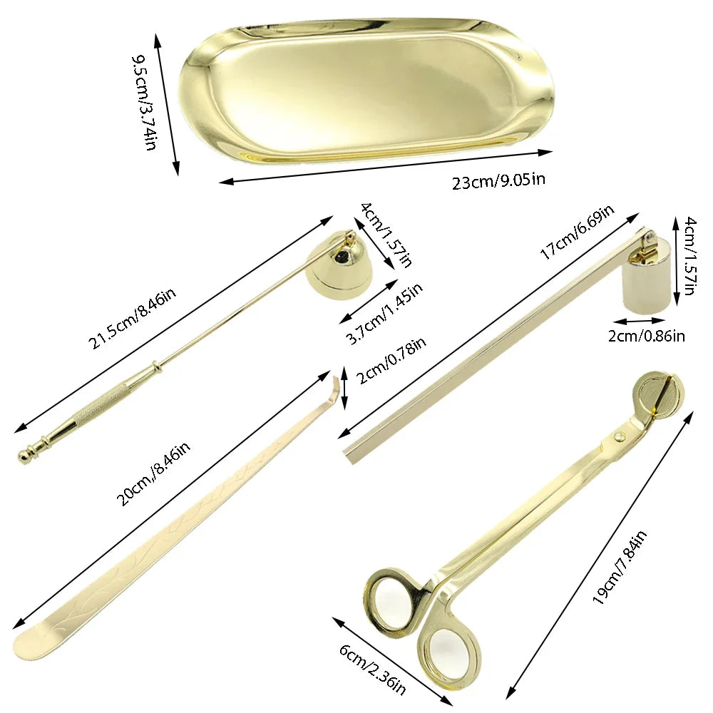 5-1 Candle Care Kit Stainless Steel Candle Wick Trimmer Snuffer Candle Differ Tray Scented Accessories Home Tools DIY Gifts