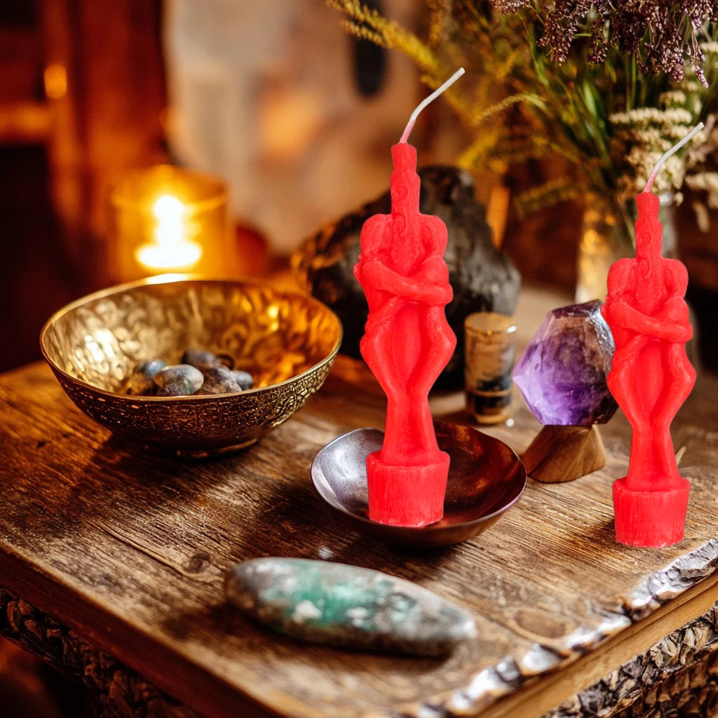 1PCS Buddha Ritual Candle Esoteric Candles Couple Lover Wish Pray Candles Red Color Male Female for Religious