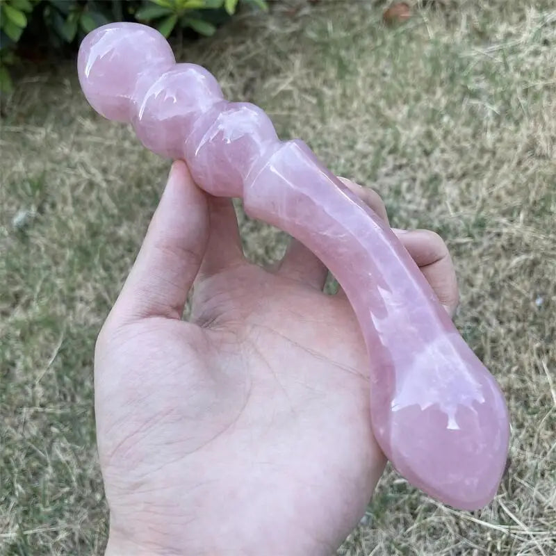 18cm Natural Rose Quartz Crystal Large Massage Penis Wand Gemstone Yoni for Women Health Smooth Polished Gifts