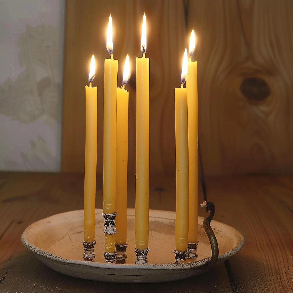 25PCS/1PACK Hanukkah Candle Natural Beeswax Chanukah Candles Thin Taper Honey Candles for Ritual Birthday Unscented