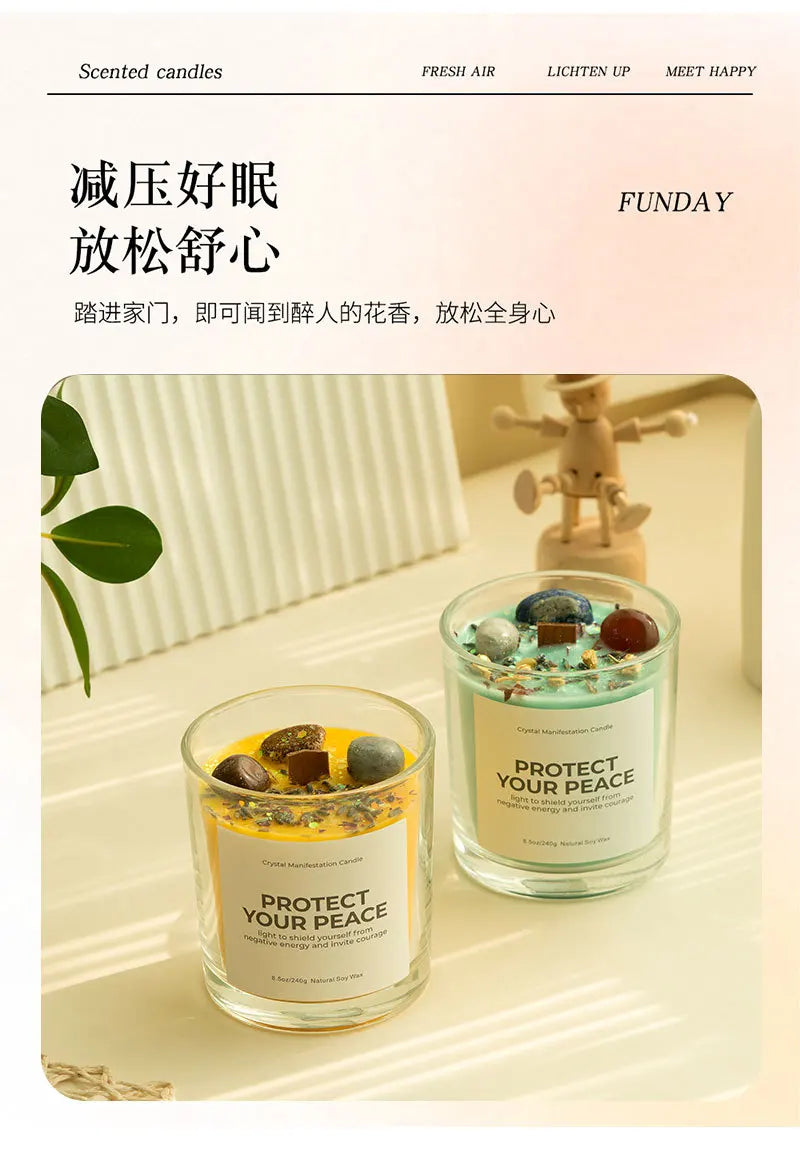 1 pc Crystal-Cut Glass Candle Romantic Soy Wax Scented Gift for Birthday & Home Decor, Luxury Guest Present