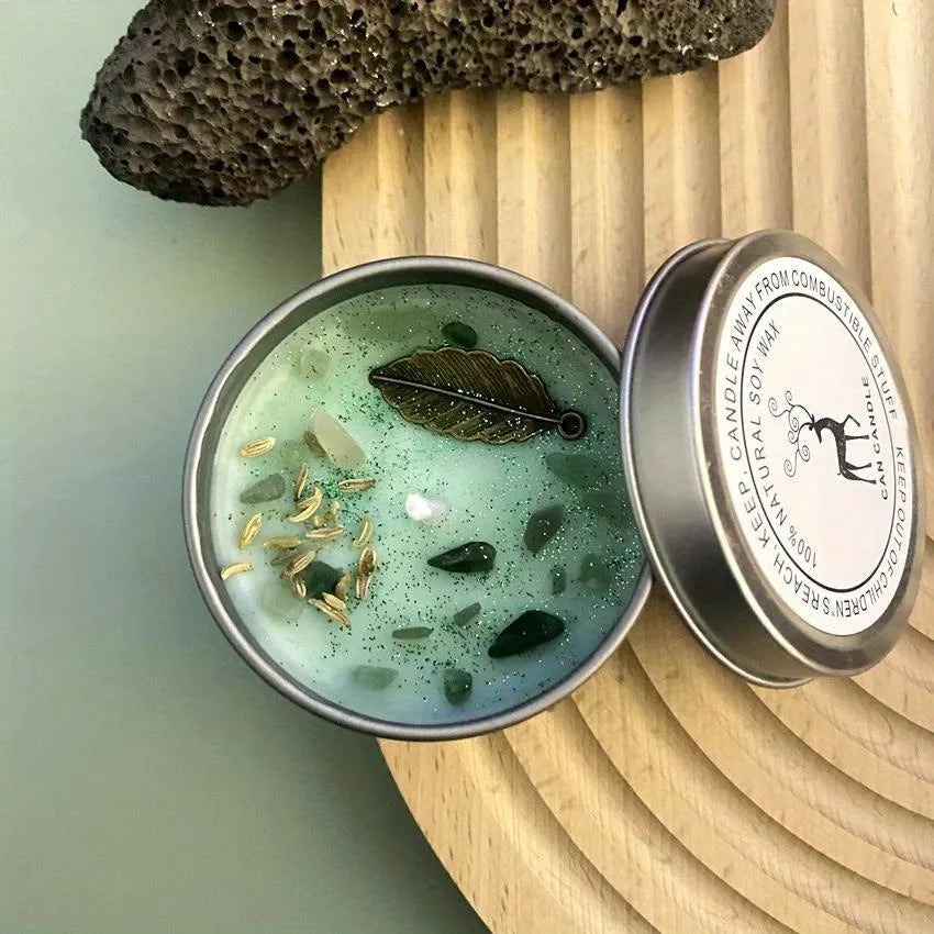 Crystal Dried Flower Scented Candles Atique Copper Accessories Aromatherapy Silver Tin Can Candles Handmade Candles