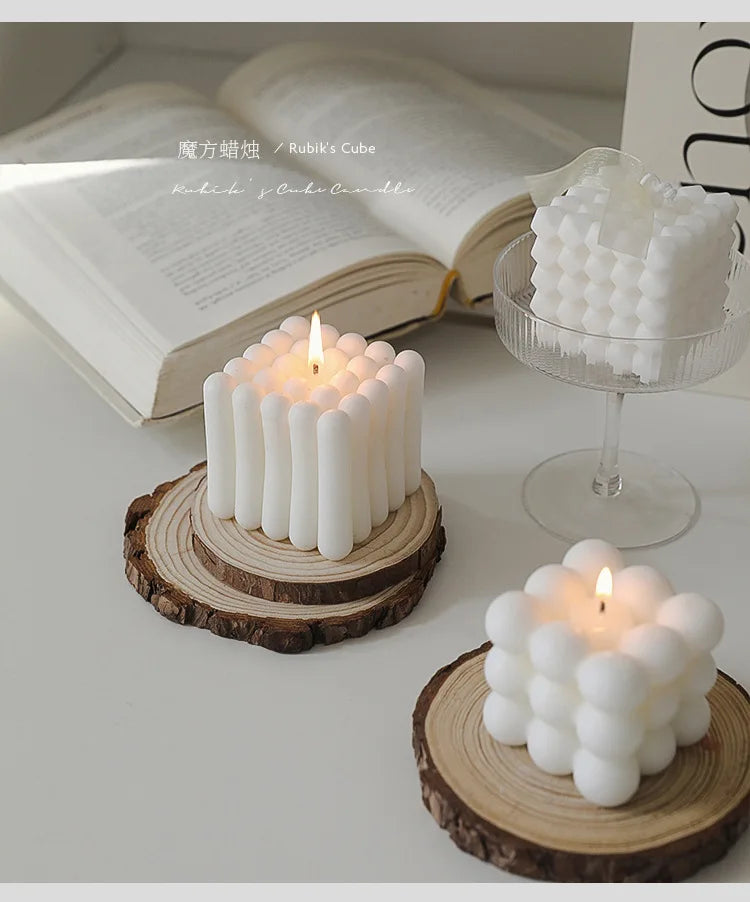 3D Bubble Cube Scented Candle Home Decoration Handmade Candles Wedding Birthday Candles Room Decor Props for Photos  Ins Style