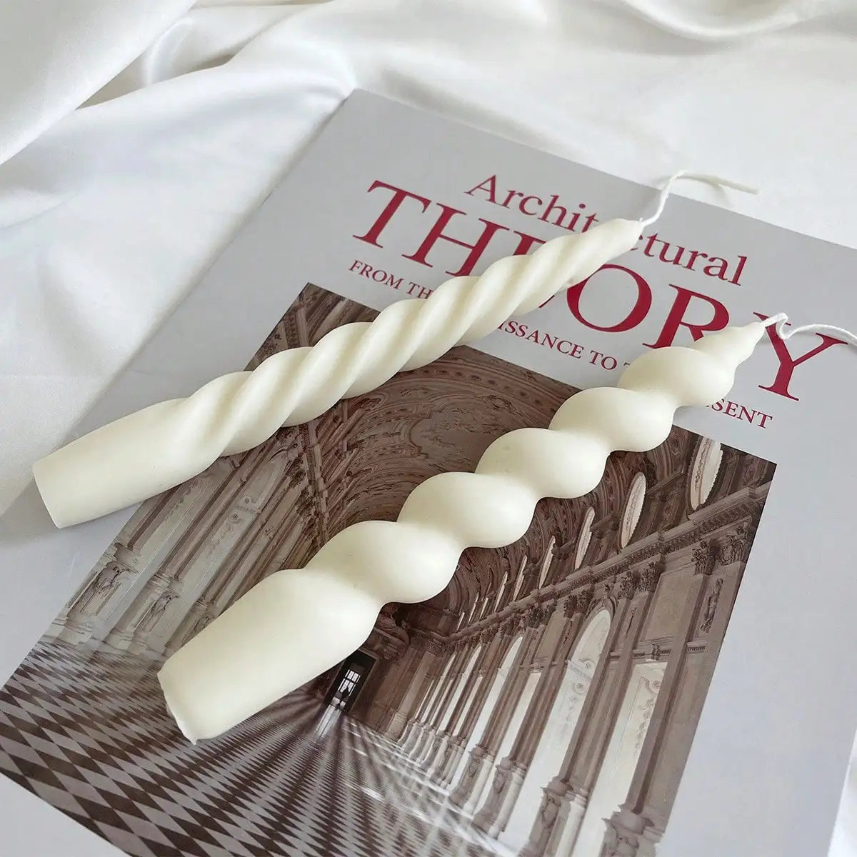 Long Decorated Candles Twisted Swirl 2pcs Taper Candle Unscented Pastel Soy Wax Candles Wedding Birthday Home Decoration