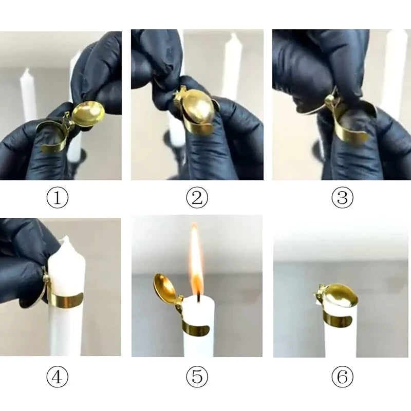 Automatic Extinguisher Candle Wick Trimmer Taper Candle Snuffer Tools Care Kit Silver and Gold Color