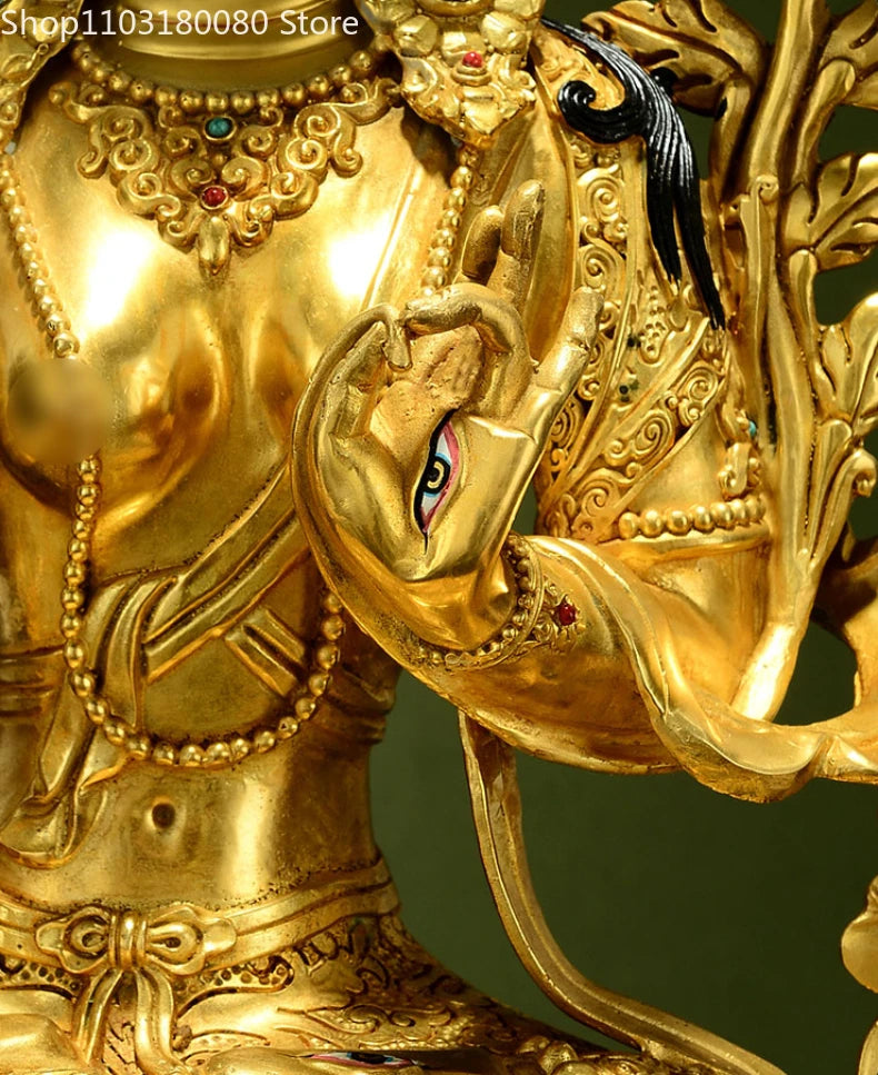 47cm Copper brass gilding White Tara buddha statue Tibet buddhism Guanyin Goddess sculpture Large size