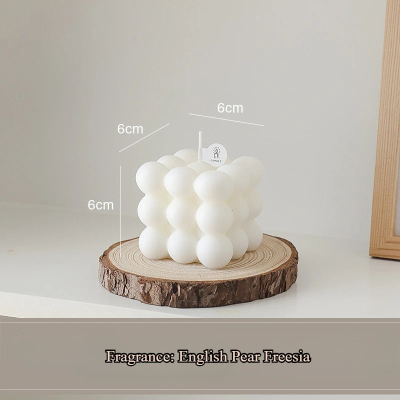 3D Bubble Cube Scented Candle Home Decoration Handmade Candles Wedding Birthday Candles Room Decor Props for Photos  Ins Style