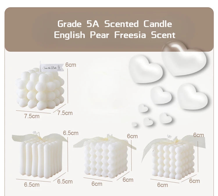 3D Bubble Cube Scented Candle Home Decoration Handmade Candles Wedding Birthday Candles Room Decor Props for Photos  Ins Style