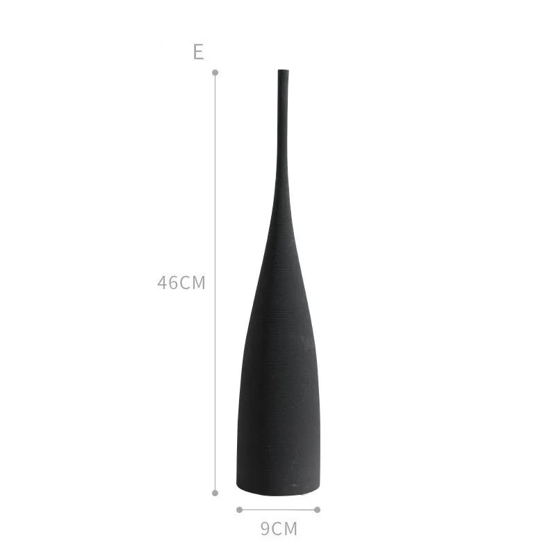 Handmade Ceramic Art Vase Pot Cabinet Table Decor Home Ornament Simple Modern Luxury Nordic Living Dining Bed Room Hall Black