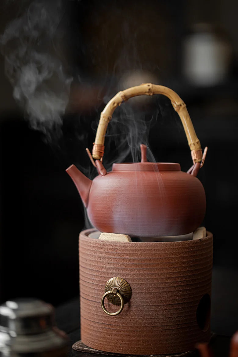 570ml Handmade Stoneware Tea Making Set Japanese Tea Stove Teapot Heating Base Household Teapot Warmer Kettle Stand Tea Ceremony