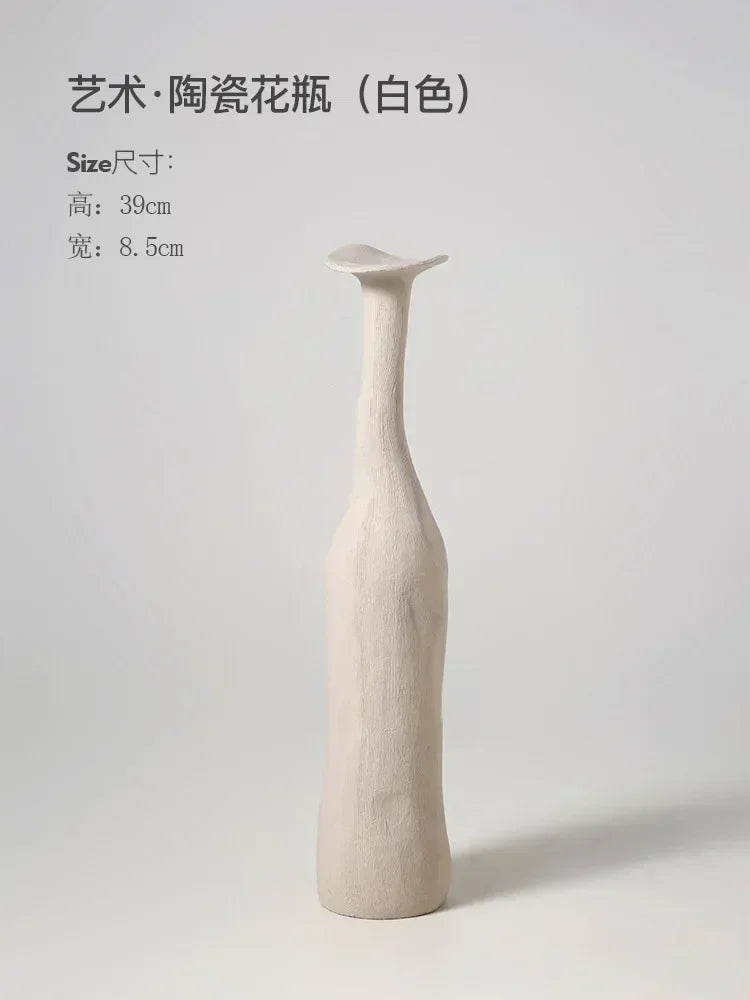 Nordic Handmade Ceramic Flower Vase Textural Design for Modern Luxury Home Decor Elegant Decoration for Living Room Office
