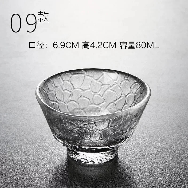 Tea Cup Japanese Style Hammered Pattern Master Cup Small Thickened Glass Cup Personal Handmade Single Cup Kung Fu Tea Set
