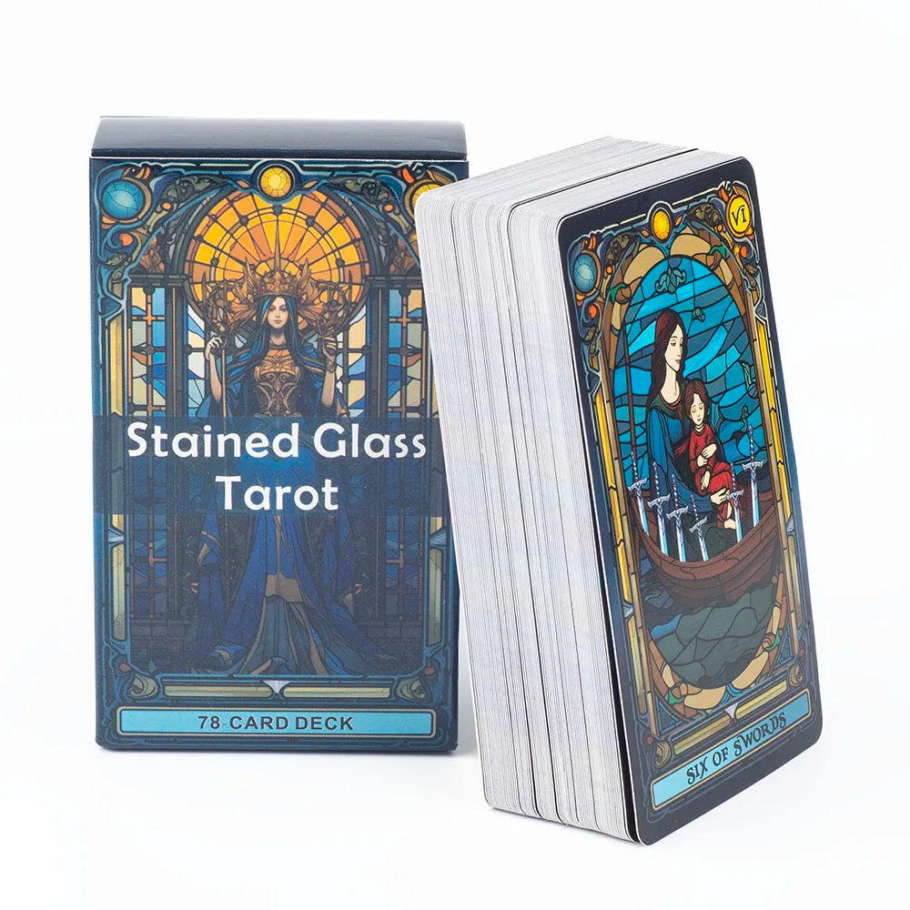 Stained Glass Tarot A 78-Card Deck Leisure Entertainment Game Card Family Gathering Divination Board Playing Games 10.3*6Cm