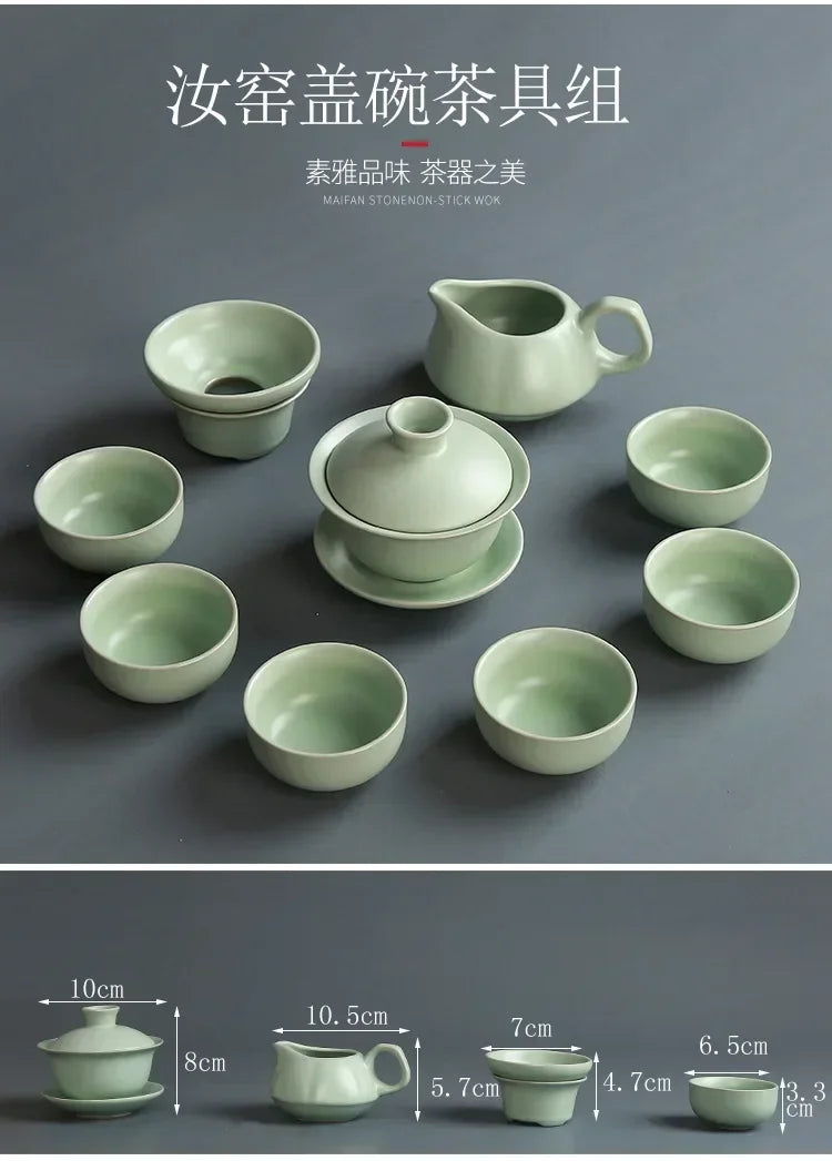Creative Business Gift Ceramic Tea Set Teaware Geyao Ru Kiln A Pot of Six Cups of Tea Cups with Hand Gift Box Japanese TeaSet
