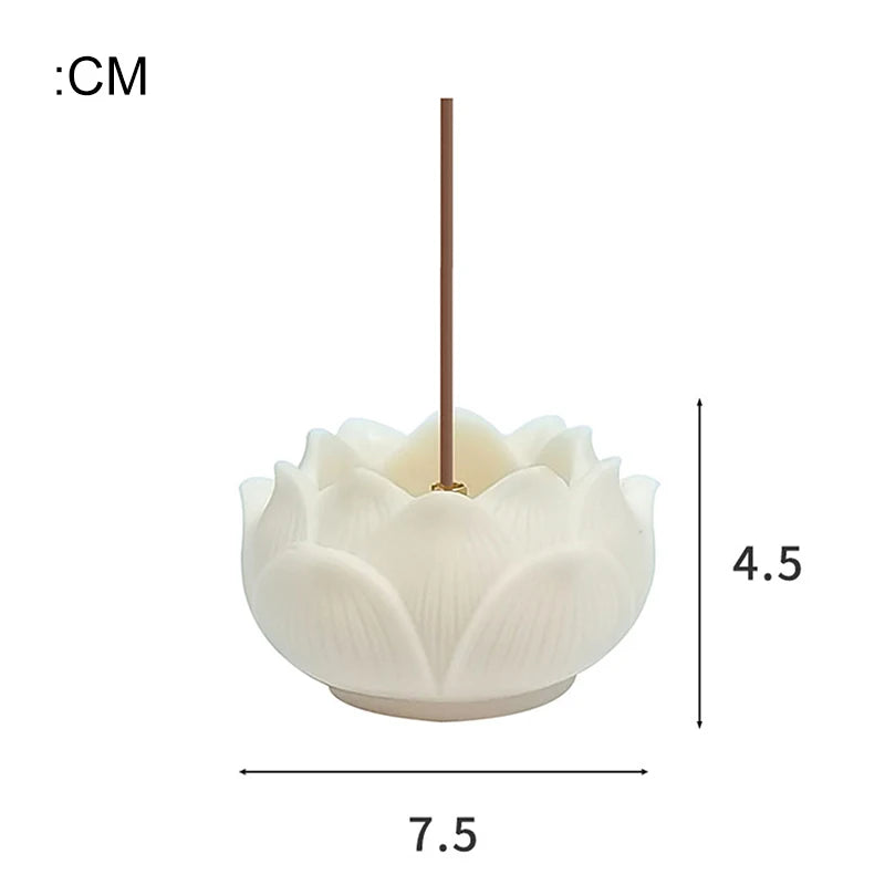 Ceramic Lotus Incense Burner Brass Gourd-shape Incense Holder Incense Stick Holder for Yoga Meditation Spa Home Decor