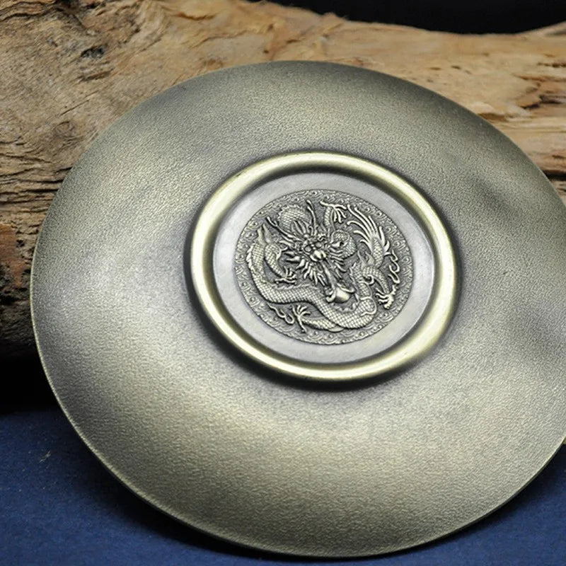 Dragon and Phoenix Bronze Incense Tray Twelve Zodiac Antique Thread Incense Holder Coil Incense Burner Indoor Sandalwood Stove