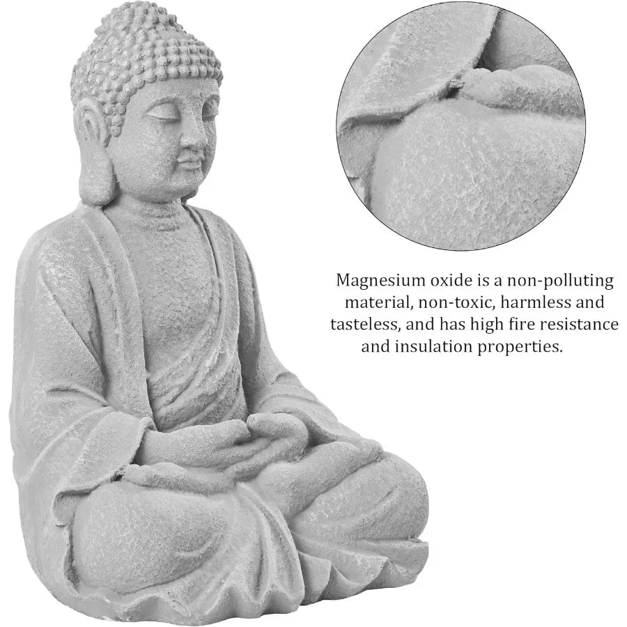 Zen Garden Asian Buddha Statue Outdoor Indoor Yard Decor 20 High Patio Deck Sculptures Magnesium Oxide Stone Grey Home Entryway