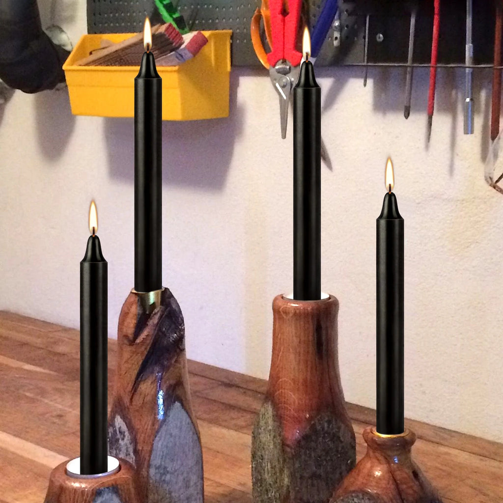 12 Pcs 3.9*0.4in (10.1*1.2cm) Black Small Rod Wax, Drip-Free, Smoke-Free and Fragrance-Free Home Dinner Candles, Hand-Pulled, High-Quality, Suitable for Various Places, Various Holidays.