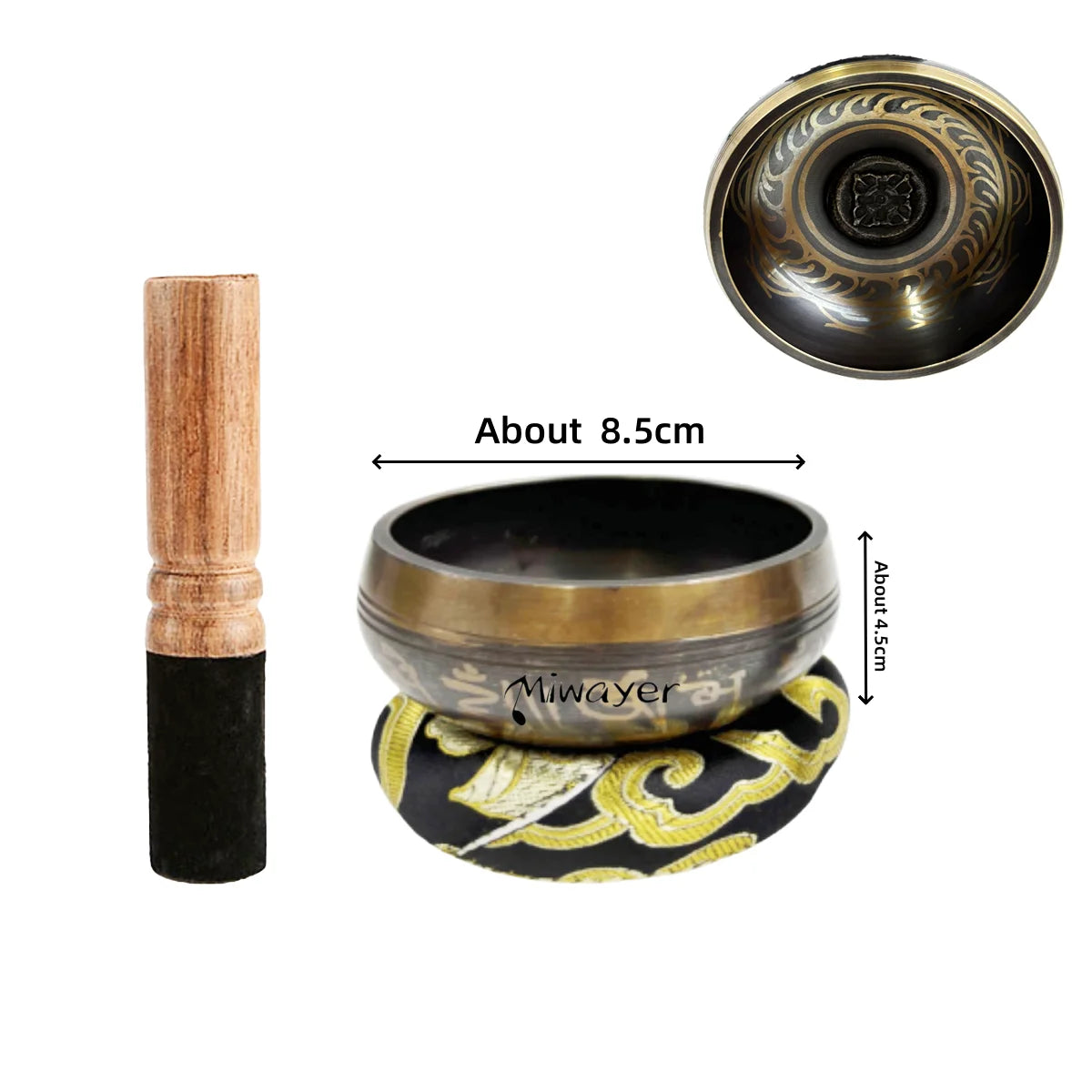 Tibetan Singing Bowl Set 8.5~20CM Size Optional Scripture Bowl Helpful for Meditation Yoga Relaxation Chakra Healing Prayer