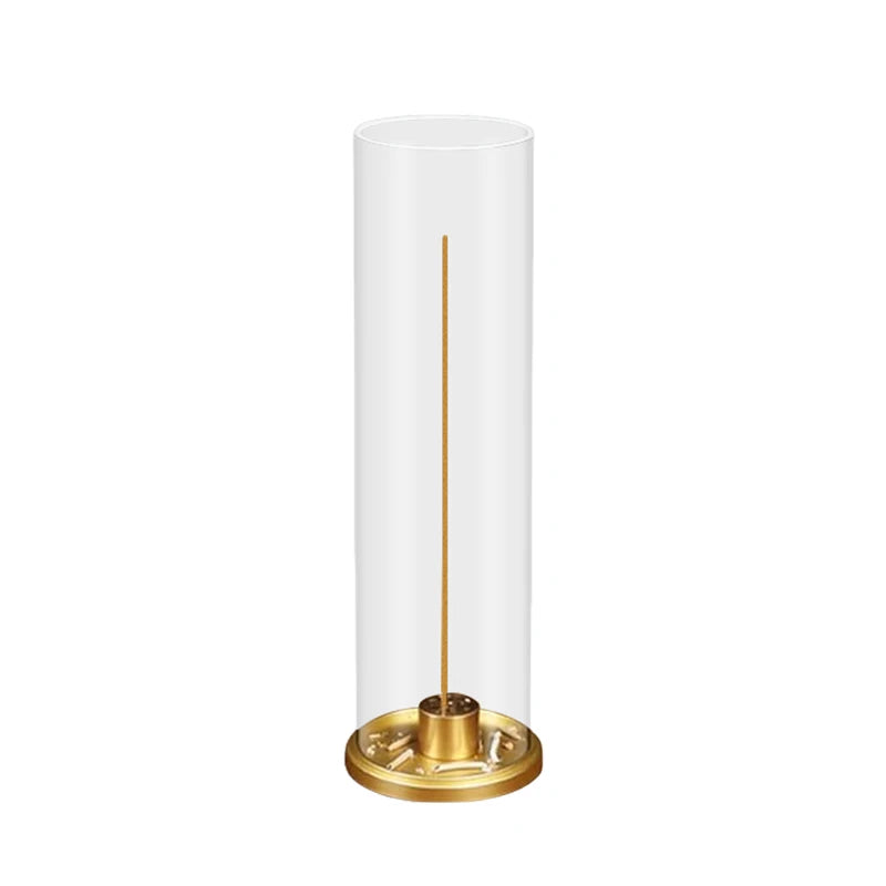 Modern Brass Incense Holder Anti-Ash Flying Incense Holder with Removable Acrylic Ash Catcher for Home Decor Yoga Meditation