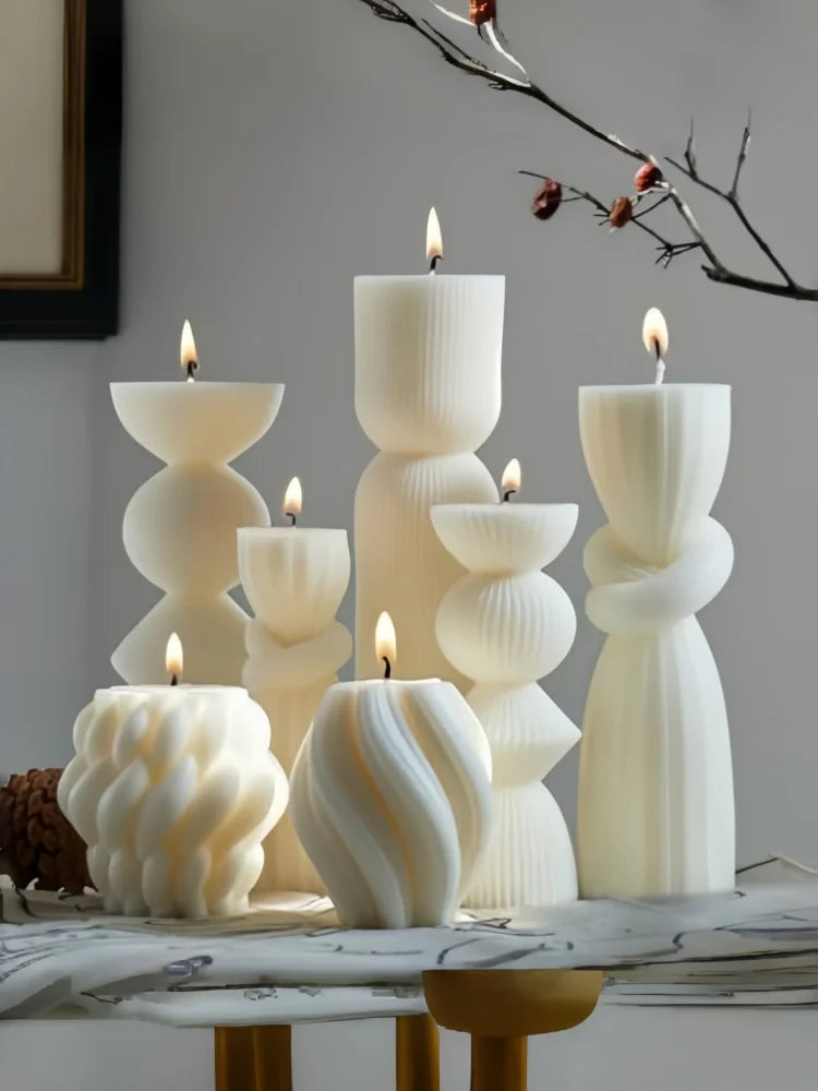 Aromatherapy candles, large pillar ribbed decorative candles, soy wax, suitable for gifts, room shelves, home ribbed decoration