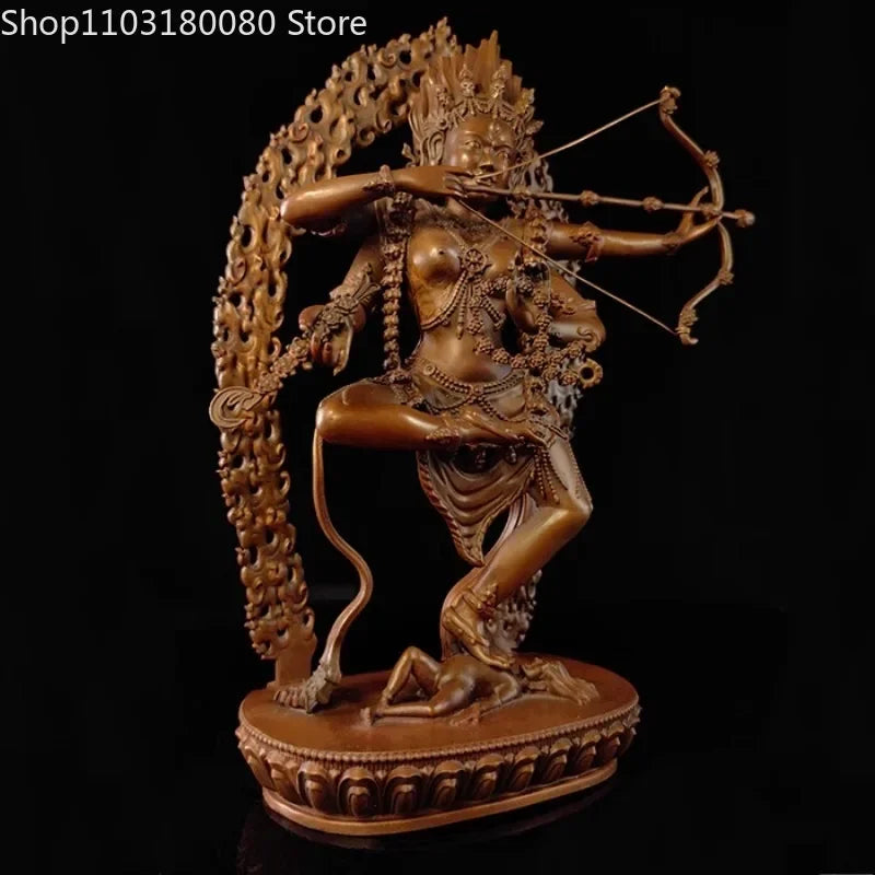 27cm Red Copper carving Kurukulle Buddha statue Nepal Tibet Buddhism Red Tara goddess statue Large sculpture