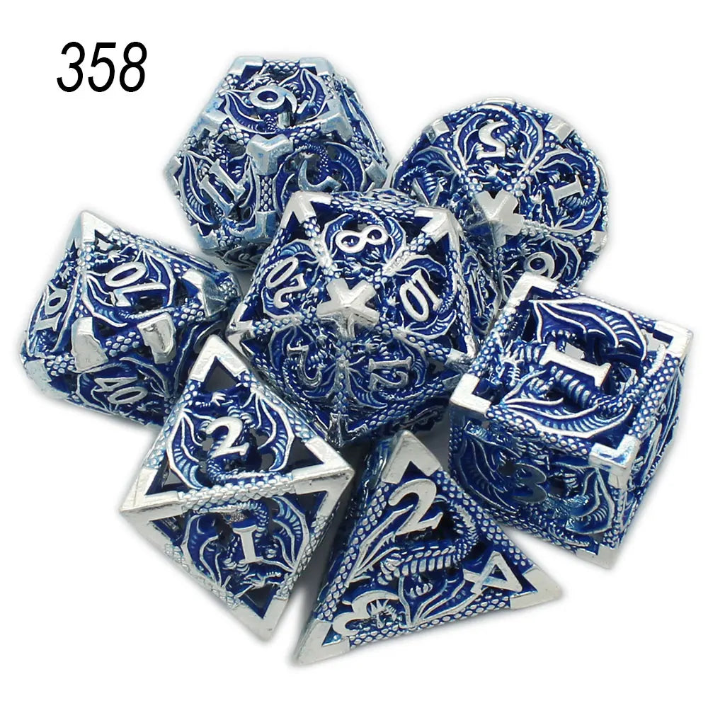 Flying Dragon Polyhedral Dice Set for Role Playing GamePathfinder, Hollow Metal Dice, D & D Dice, 7 PCs, New, 2022