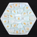 20mm Heart Shape Crystal Rune Stones Set 25pcs Quartz Agate Reiki Healing Crystals Engraved Elder Futhark Viking Alphabet Runes