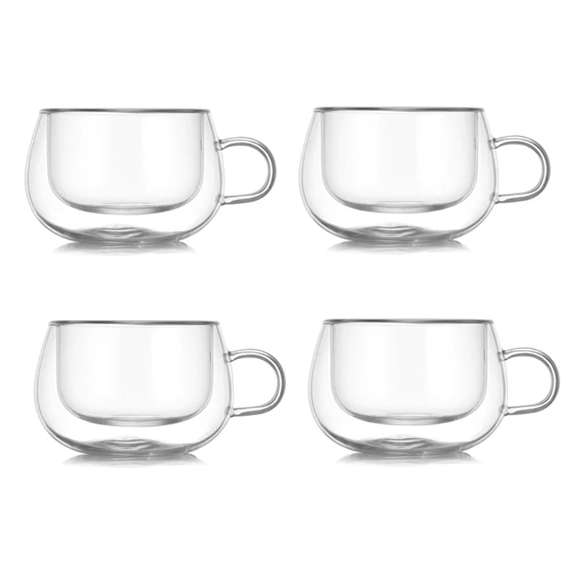 100/200ml Double Walled Glass Coffee Cup Set Clear Espresso Cups With Handle Heat-resisting Glass Cup For Milk Latte Tea