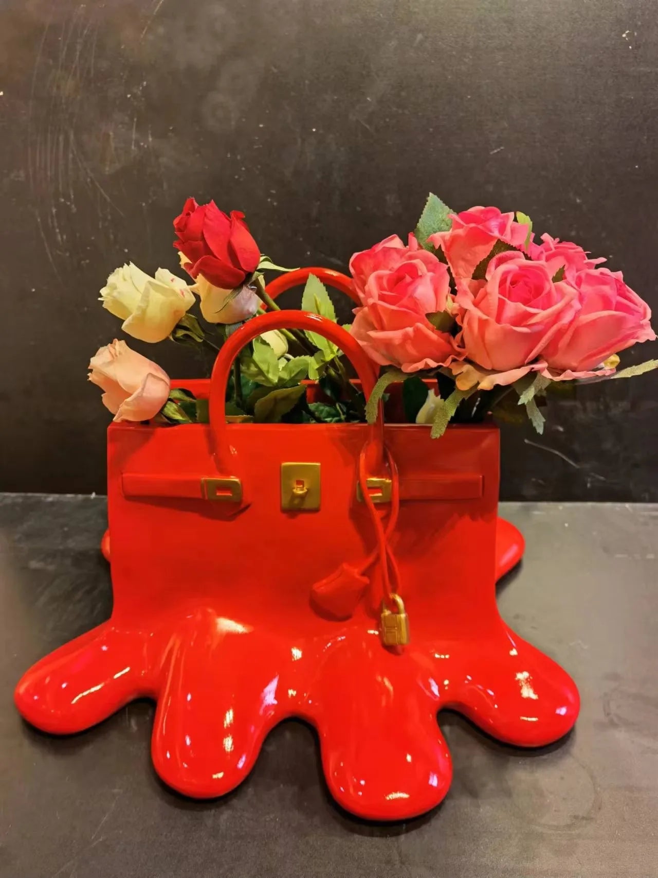 Nordic Large Resin Flowers Vase Bag Home Decor aesthetic room decor Wedding desk Ornament Living Room big Bag Vase Luxury