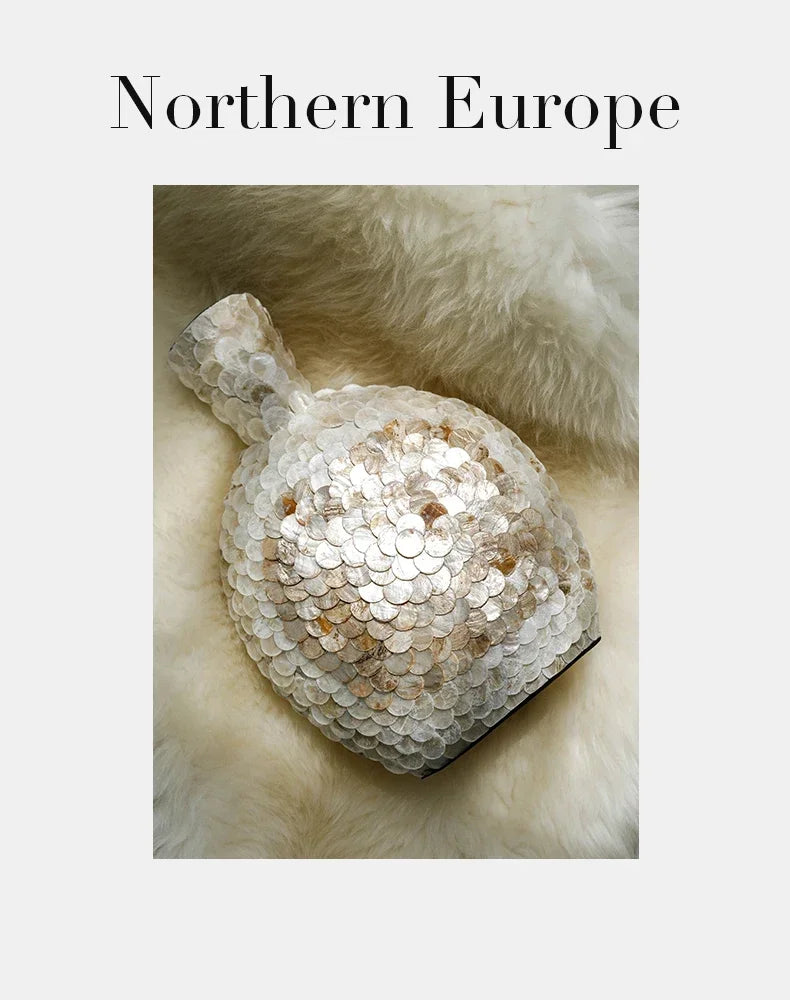 Modern French Light Luxury Art Vase, Golden Shell, Decorative Arrangement, Handmade Desktop Flower Arrangement, Home Decor