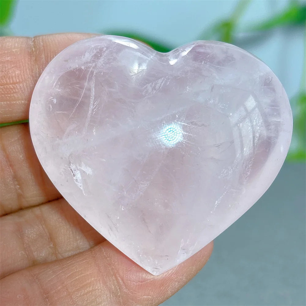Rose Quartz Heart Crystal Natural Stone Quartz Stone Minerals Home Decoration Reiki Craft Gifts Energy Healing Luck Love