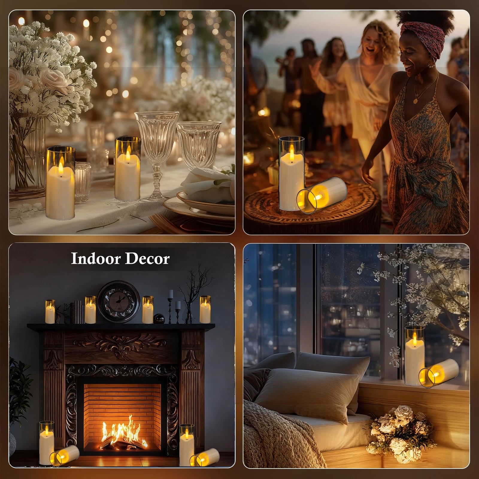 6-180PCS  Led Flameless Artificial Candles Acrylic Cup Led Candles Battery Operated Candle for Wedding Concert Activities Decor