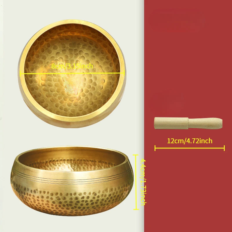 Tibetan Sound Therapy Singing Bowl Handmade Brass Sing Bowl Yoga Meditation Buddha Sound Bell Healing Stress Relief Instrument