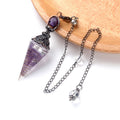 Natural Stone Crystal Pendulum Necklaces Hexagonal Cone Crushed Stone Amethysts Rose Quartz Chakra Pendant Jewelry Accessories