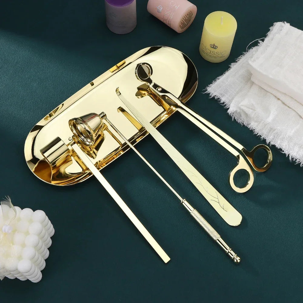 5-1 Candle Care Kit Stainless Steel Candle Wick Trimmer Snuffer Candle Differ Tray Scented Accessories Home Tools DIY Gifts