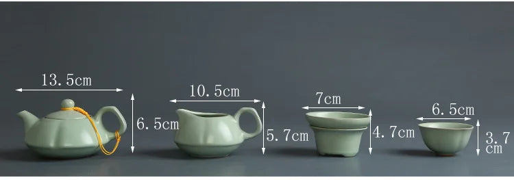 Creative Business Gift Ceramic Tea Set Teaware Geyao Ru Kiln A Pot of Six Cups of Tea Cups with Hand Gift Box Japanese TeaSet
