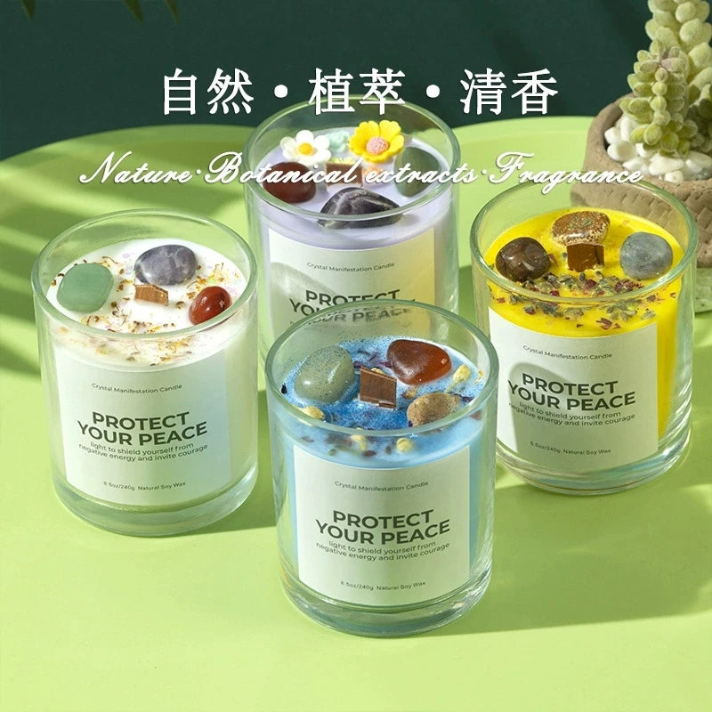 1 pc Crystal-Cut Glass Candle Romantic Soy Wax Scented Gift for Birthday & Home Decor, Luxury Guest Present